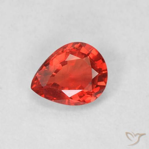Safira Vermelho brilhante Natural 0.39ct, Formato de pêra, VS