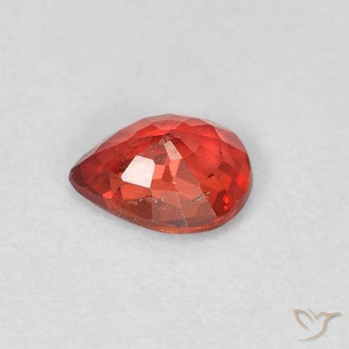 Safira Vermelho brilhante Natural 0.39ct, Formato de pêra, VS