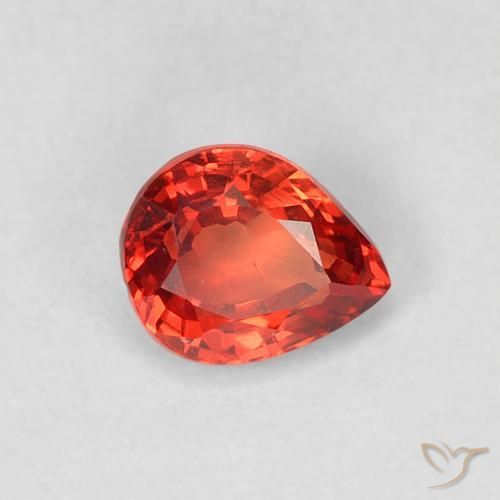 Safira Vermelho Carmesim Brilhante Natural 0.51ct, Formato de pêra, VVS-VS