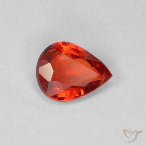 Safira Vermelho brilhante Natural 0.37ct, Formato de pêra, VS