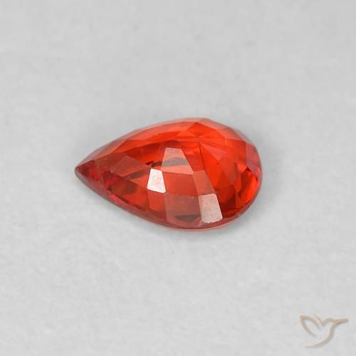 Safira Vermelho brilhante Natural 0.37ct, Formato de pêra, VS