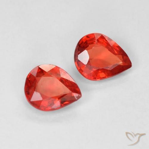 Pedras preciosas de Safira Vermelho brilhante natural de 0.83 ct, Formato de pêra, VVS-VS