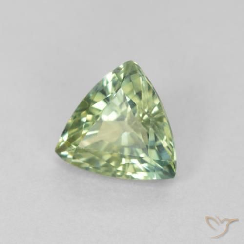Safira Verde amarelado Natural 0.88ct, Trilhão, VVS