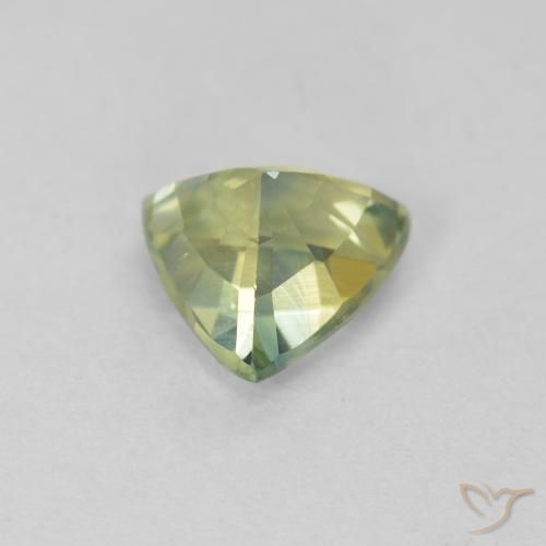 Safira Verde amarelado Natural 0.88ct, Trilhão, VVS