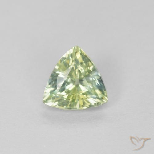 0.45ct Natural Verde amarelado Safira, Trilhão, VVS