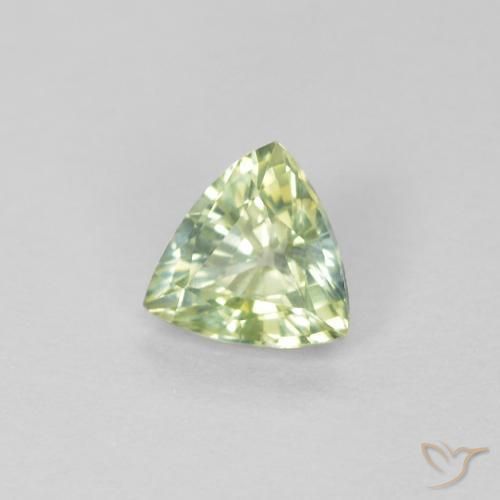 Safira Verde amarelado Natural 0.45ct, Trilhão, VVS