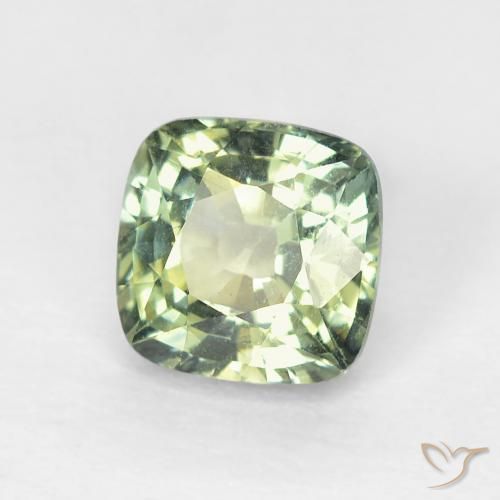 Safira Verde acinzentado Natural 0.86ct, Almofada, VS