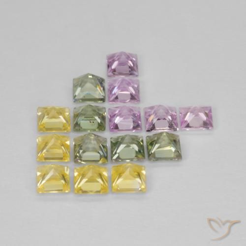 Pedras preciosas de Safira Multicolorido natural de 3.01 ct, Quadrado, VS