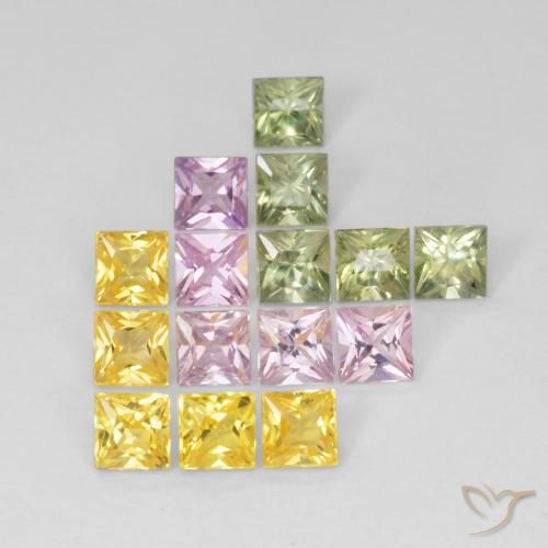 3.35ctw Natural Multicolorido Safira, Quadrado, VS