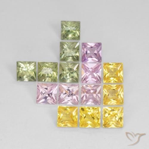 Pedras preciosas de Safira Multicolorido natural de 3.35 ct, Quadrado, VS