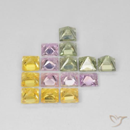 Pedras preciosas de Safira Multicolorido natural de 3.35 ct, Quadrado, VS