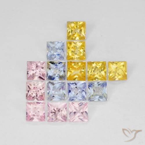 2.62ctw Natural Multicolorido Safira, Quadrado, VS