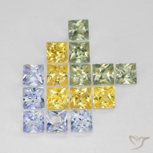 3.29ctw Natural Multicolorido Safira, Quadrado, VS