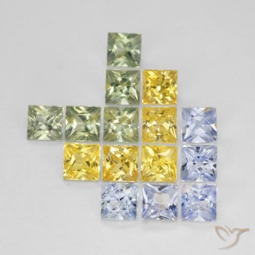 Pedras preciosas de Safira Multicolorido natural de 3.29 ct, Quadrado, VS