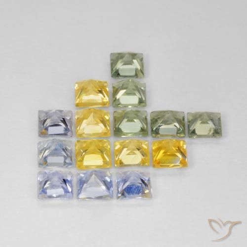 Pedras preciosas de Safira Multicolorido natural de 3.29 ct, Quadrado, VS