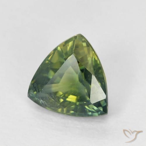 Safira Verde amarelado Natural 0.89ct, Trilhão, VS