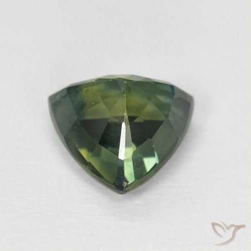 Safira Verde amarelado Natural 0.89ct, Trilhão, VS