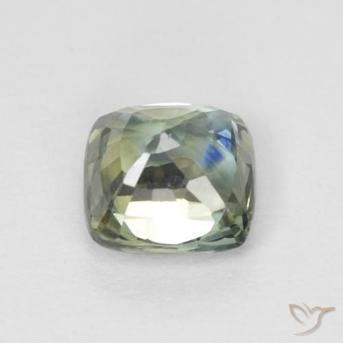 Safira Médio Azul Verde Natural 0.89ct, Almofada, VS
