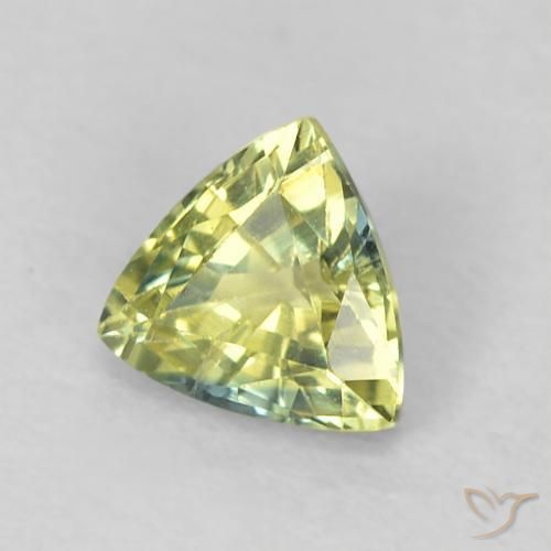 Safira Verde amarelado Natural 0.44ct, Trilhão, VS