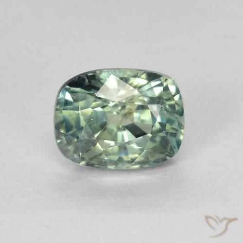 0.86ct Natural Azul claro verde Safira, Almofada, VS