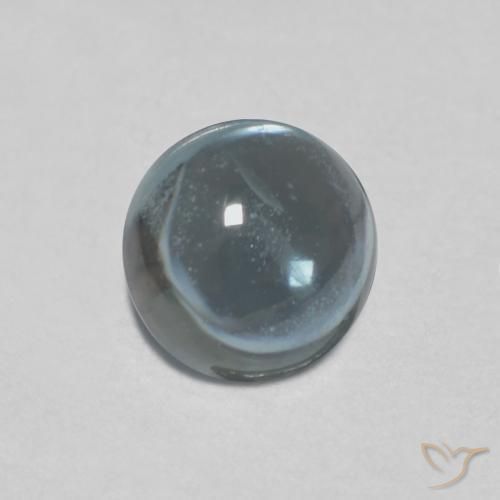 Safira Cinzento Azul Verde Natural 0.51ct, Redondo, Transparente