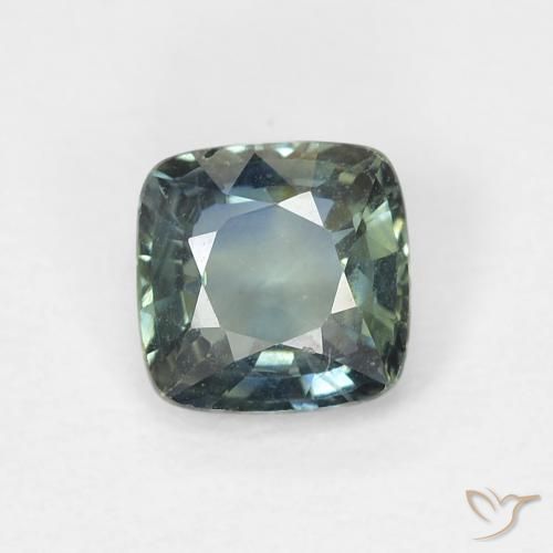 0.61ct Natural Verde azulado Safira, Almofada, VVS-VS