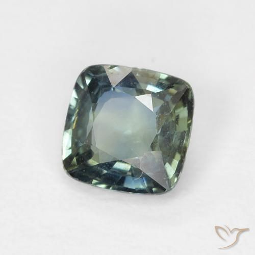 Safira Verde azulado Natural 0.61ct, Almofada, VVS-VS