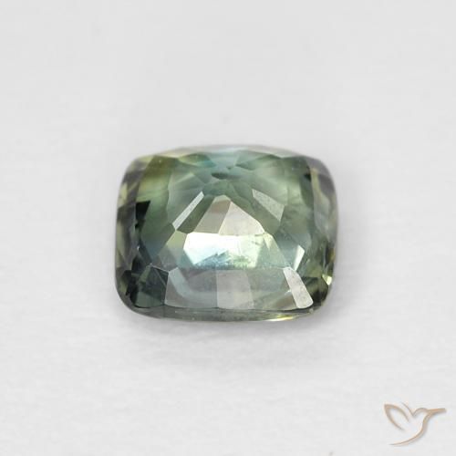 Safira Verde azulado Natural 0.61ct, Almofada, VVS-VS