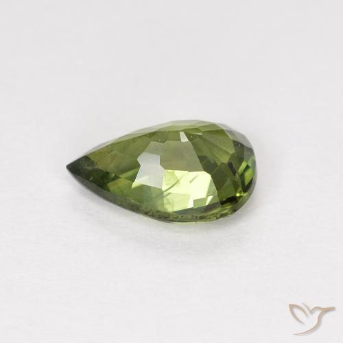 Safira verde escuro Natural 0.88ct, Formato de pêra, VS-SI