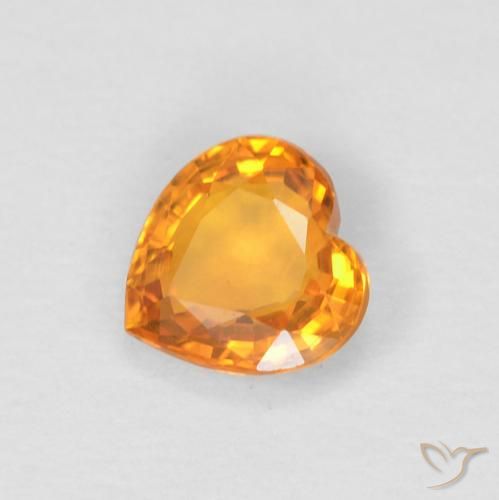 0.43ct Natural Laranja brilhante Safira, Coração, VVS-VS