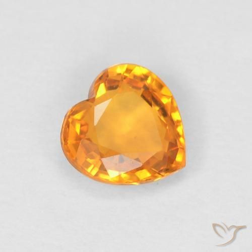 Safira Laranja brilhante Natural 0.43ct, Coração, VVS-VS