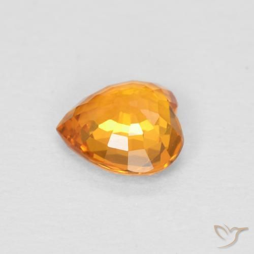 Safira Laranja brilhante Natural 0.43ct, Coração, VVS-VS