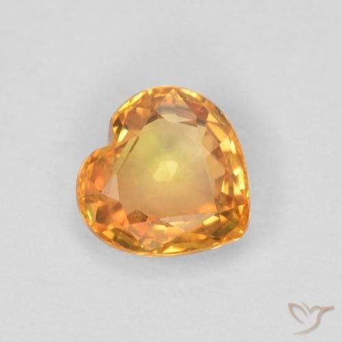 Safira Laranja Intenso Natural 0.46ct, Coração, VVS-VS