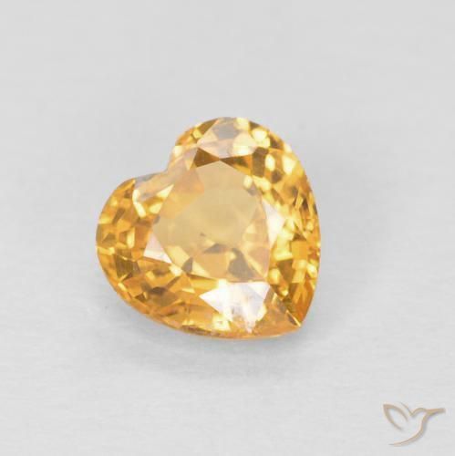 0.49ct Natural Laranja Médio Safira, Coração, VVS-VS