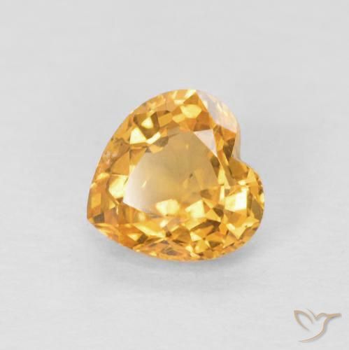 Safira Laranja Médio Natural 0.49ct, Coração, VVS-VS