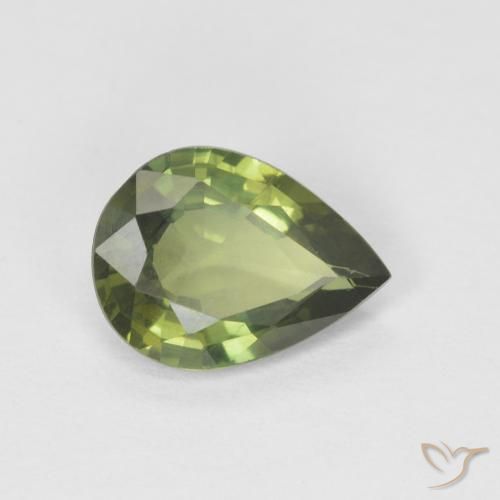 1.18ct Natural Verde floresta Safira, Formato de pêra, VS