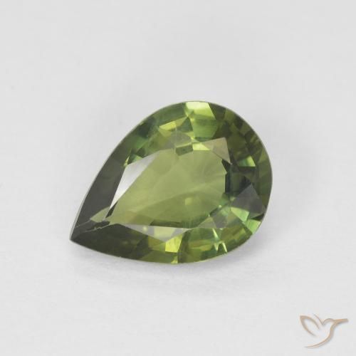 Safira Verde floresta Natural 1.18ct, Formato de pêra, VS