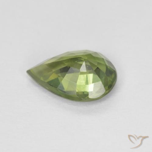 Safira Verde floresta Natural 1.18ct, Formato de pêra, VS