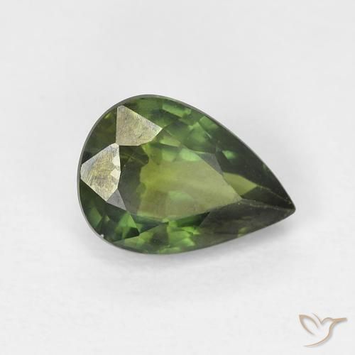 Safira Verde floresta Natural 1.03ct, Formato de pêra, VS