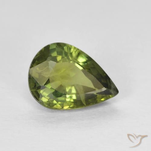 Safira Medium Dark-Green Natural 0.97ct, Formato de pêra, VS