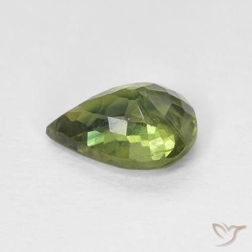Safira Medium Dark-Green Natural 0.97ct, Formato de pêra, VS