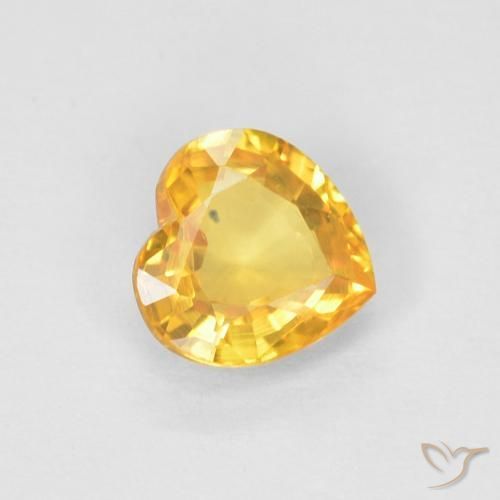 Safira Dourado médio Natural 0.47ct, Coração, VVS-VS