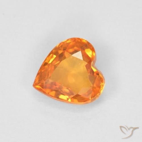Safira laranja avermelhado Natural 0.47ct, Coração, VVS