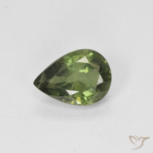 0.99ct Natural Verde Terroso Safira, Formato de pêra, VS-SI