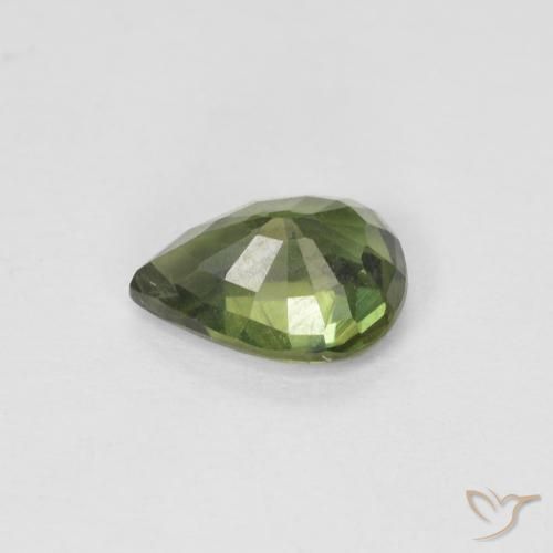 Safira Verde Terroso Natural 0.99ct, Formato de pêra, VS-SI