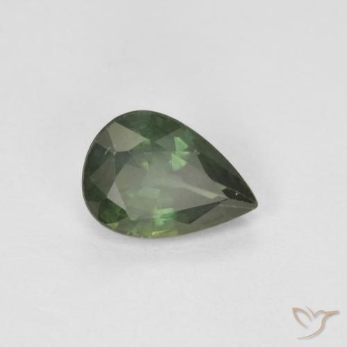 0.92ct Natural Verde escuro Safira, Formato de pêra, VS