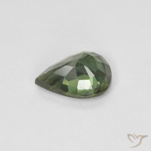 Safira Verde escuro Natural 0.92ct, Formato de pêra, VS