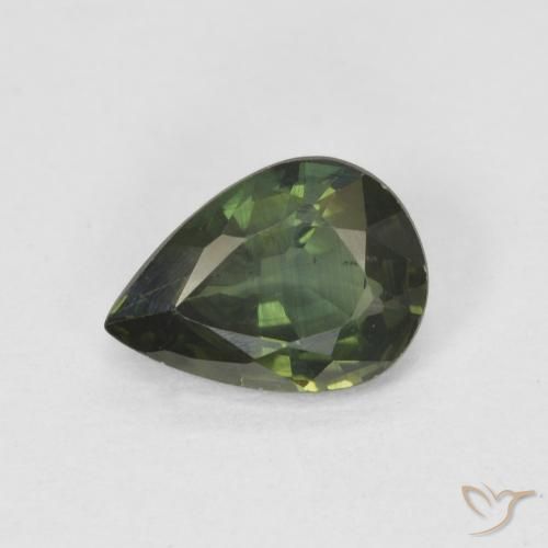 0.89ct Natural Verde médio Safira, Formato de pêra, VS