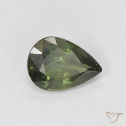 Safira Verde médio Natural 0.89ct, Formato de pêra, VS