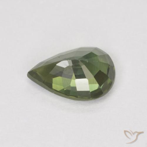 Safira Verde médio Natural 0.89ct, Formato de pêra, VS